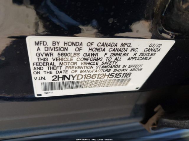 2002 ACURA MDX 2HNYD18612H515118 Photo 8