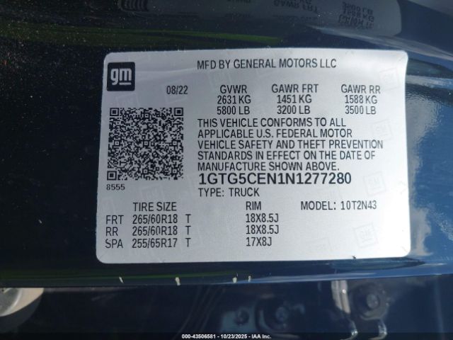 2022 GMC CANYON 1GTG5CEN1N1277280 Photo 8