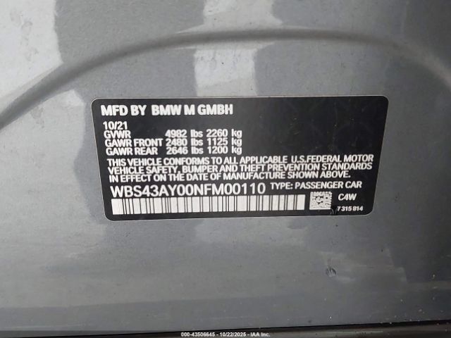 2022 BMW M3 WBS43AY00NFM00110 Photo 8