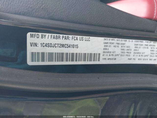 2021 DODGE DURANGO 1C4SDJCT2MC541015 Photo 8