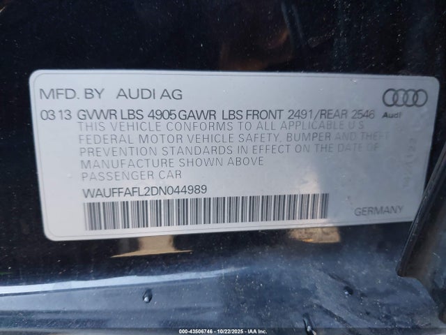 2013 AUDI A4 WAUFFAFL2DN044989 Photo 8