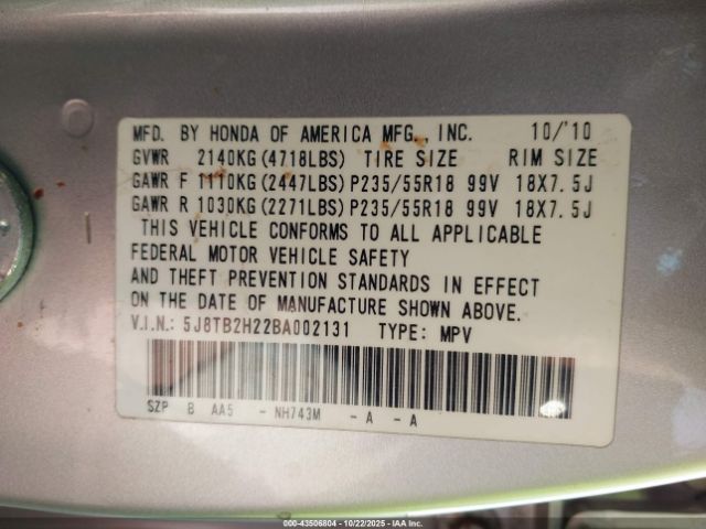 2011 ACURA RDX 5J8TB2H22BA002131 Photo 8