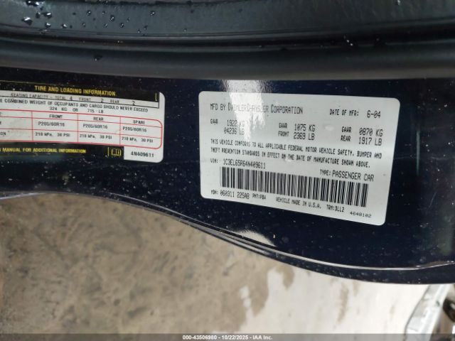 2004 CHRYSLER SEBRING 1C3EL65R64N409611 Photo 8