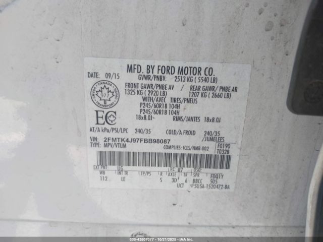 2015 FORD EDGE 2FMTK4J97FBB98087 Photo 8