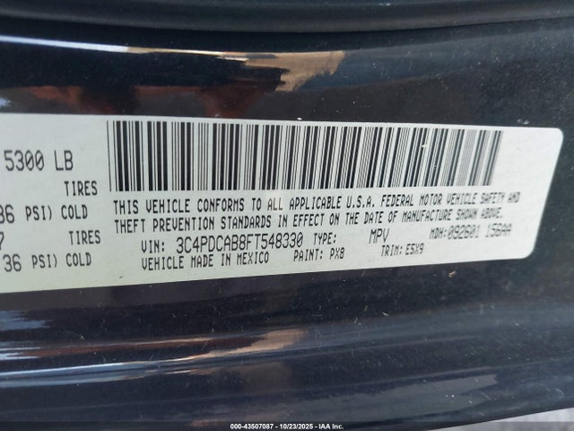 Aukcja sprzedaży 2015 Dodge Journey American Value Pkg, vin: 3C4PDCAB8FT548330, numer aukcji: 43507087