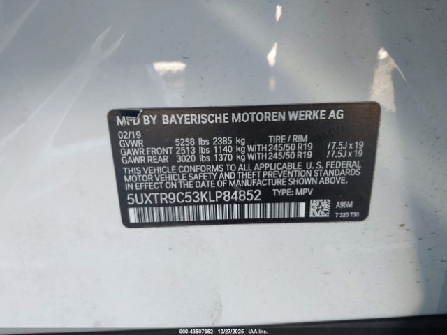 2019 BMW X3 5UXTR9C53KLP84852 Photo 8