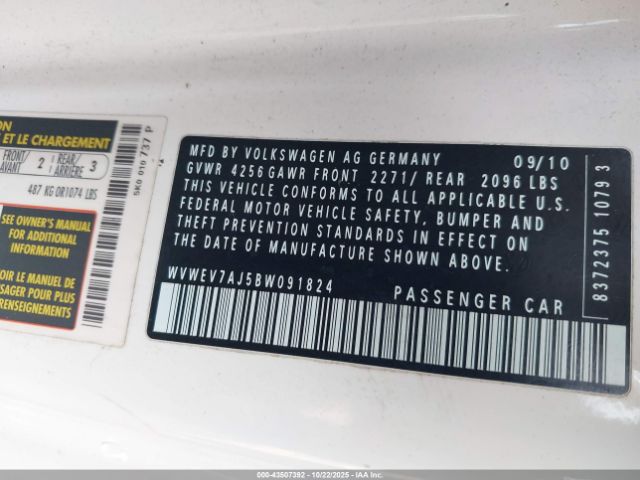 2011 VOLKSWAGEN GTI WVWEV7AJ5BW091824 Photo 8