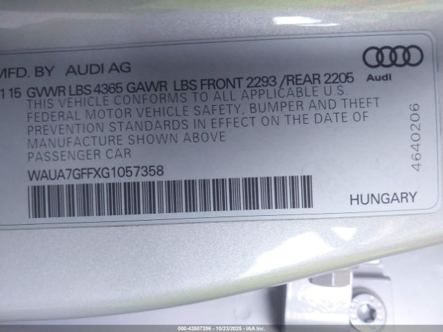 2016 AUDI A3 WAUA7GFFXG1057358 Photo 8