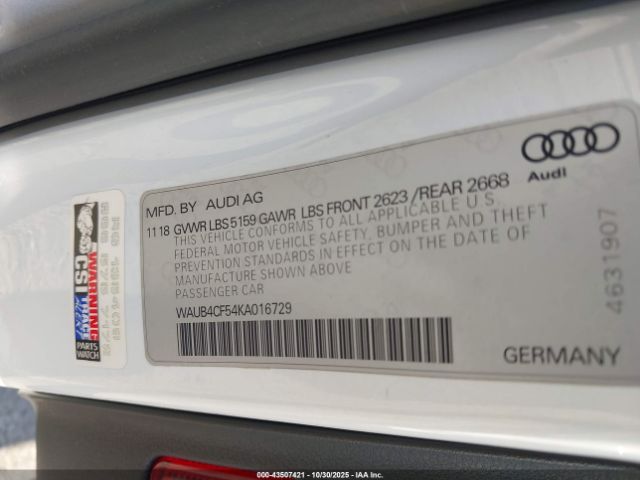 2019 AUDI S5 WAUB4CF54KA016729 Photo 8