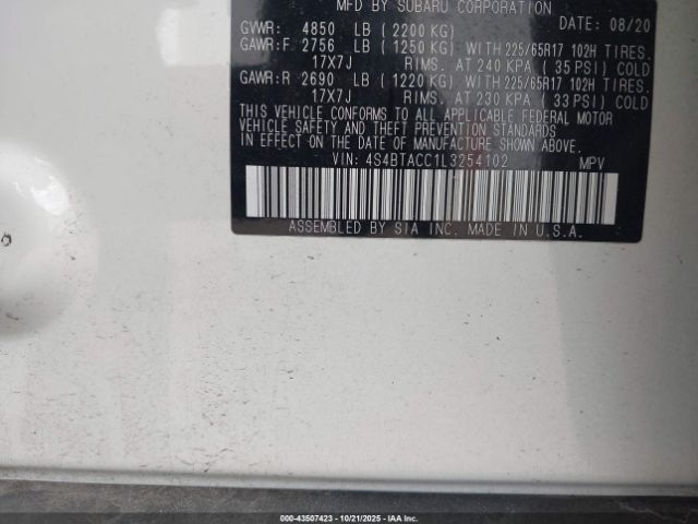 2020 SUBARU OUTBACK 4S4BTACC1L3254102 Photo 8