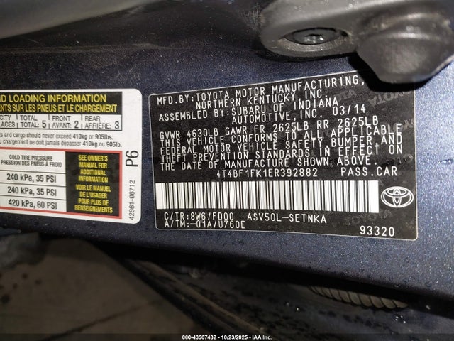 Toyota CAMRY LE 2014 4T4BF1FK1ER392882 Image 9