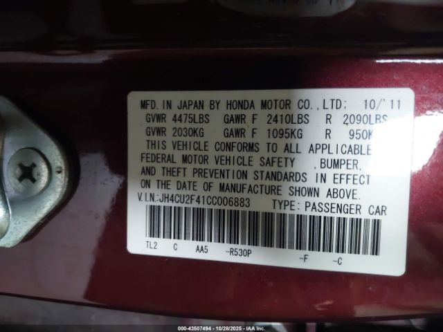 2012 ACURA TSX JH4CU2F41CC006883 Photo 8