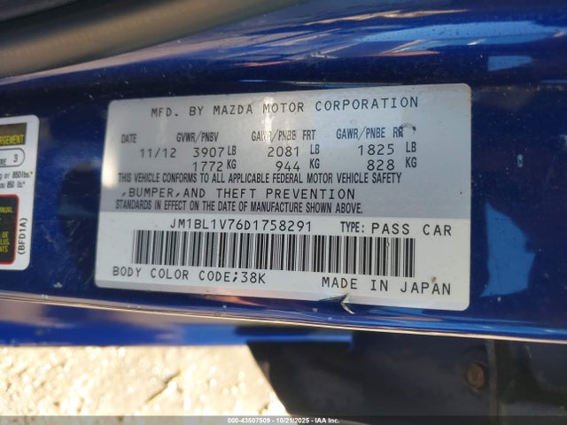 Продаж на аукціоні авто 2013 Mazda Mazda3 I Touring, vin: JM1BL1V76D1758291, номер лоту: 43507509