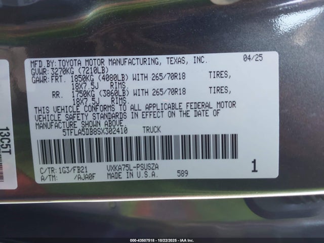Toyota Tundra Sr5 2025 5TFLA5DB8SX302410 Image 25