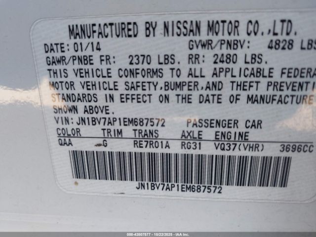 2014 INFINITI Q50 JN1BV7AP1EM687572 Photo 8