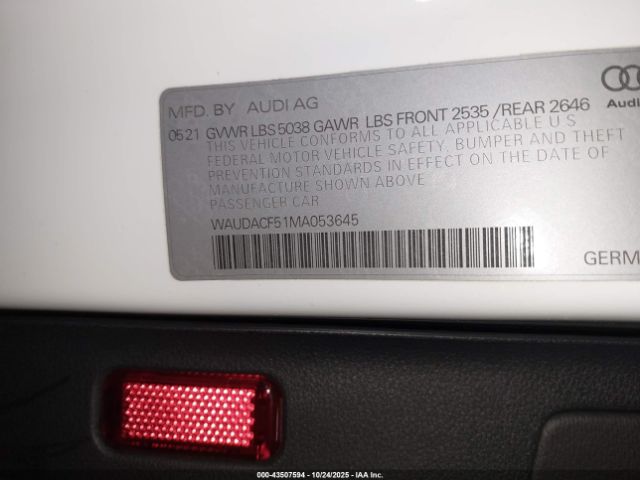 2021 AUDI A5 SPORTBACK WAUDACF51MA053645 Photo 8