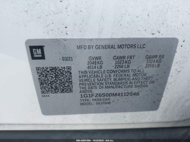 2021 CHEVROLET BOLT EV 1G1FZ6S00M4112546 Photo 8