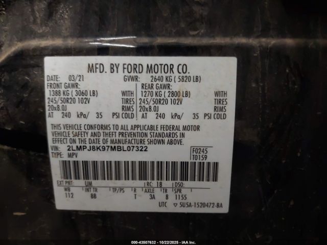 2021 LINCOLN NAUTILUS 2LMPJ8K97MBL07322 Photo 8