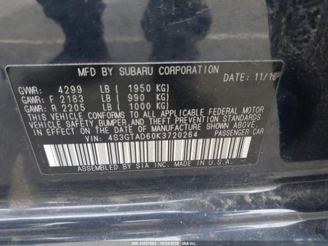2019 SUBARU IMPREZA 4S3GTAD60K3720264 Photo 8