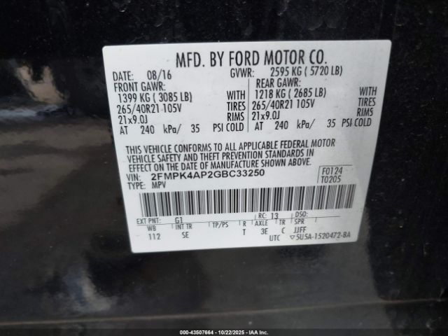 2016 FORD EDGE 2FMPK4AP2GBC33250 Photo 8
