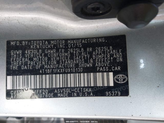 2015 TOYOTA CAMRY 4T1BF1FKXFU910130 Photo 8