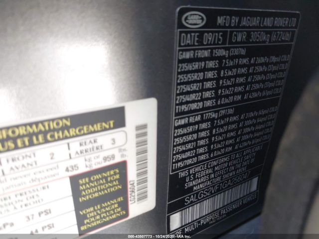 2016 LAND ROVER RANGE ROVER SALGS2VF1GA256047 Photo 8