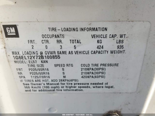 2002 CADILLAC ELDORADO 1G6EL12Y72B100855 Photo 8