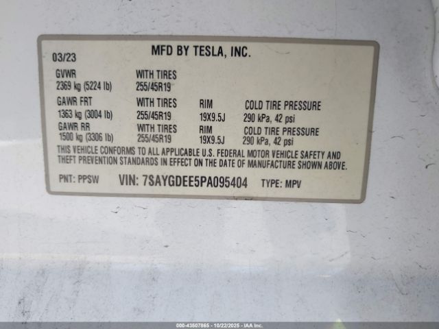 2023 TESLA MODEL Y 7SAYGDEE5PA095404 Photo 8