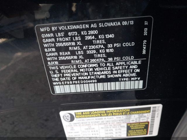 2014 VOLKSWAGEN TOUAREG WVGEF9BP8ED004490 Photo 8