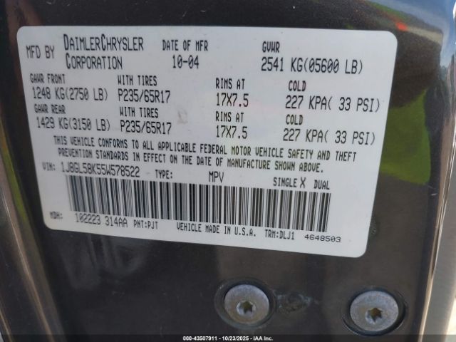 2005 JEEP LIBERTY 1J8GL58K55W578522 Photo 8