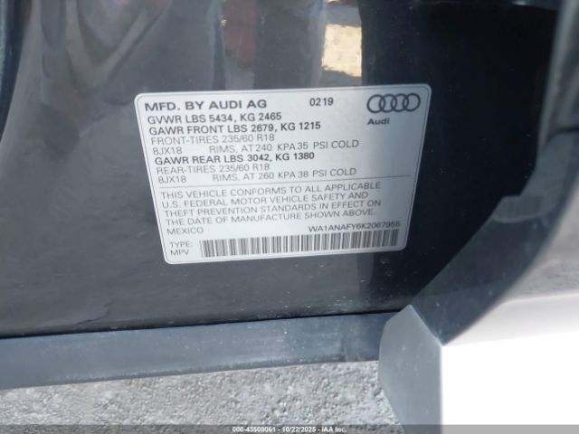 2019 AUDI Q5 WA1ANAFY6K2067955 Photo 8