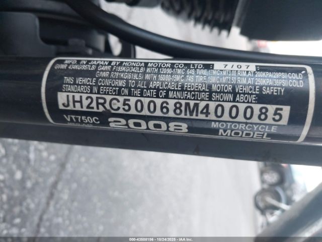 2008 HONDA VT750 JH2RC50068M400085 Photo 9