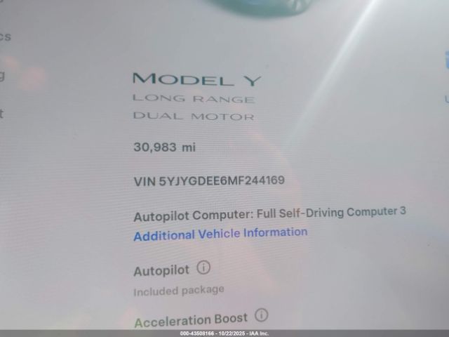 2021 TESLA MODEL Y 5YJYGDEE6MF244169 Photo 6