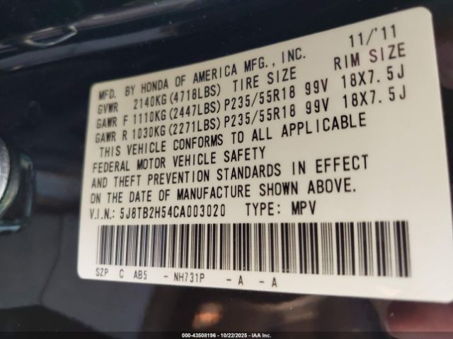 2012 ACURA RDX 5J8TB2H54CA003020 Photo 8