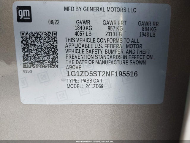 Chevrolet MALIBU LT 2022 1G1ZD5ST2NF195516 Image 9