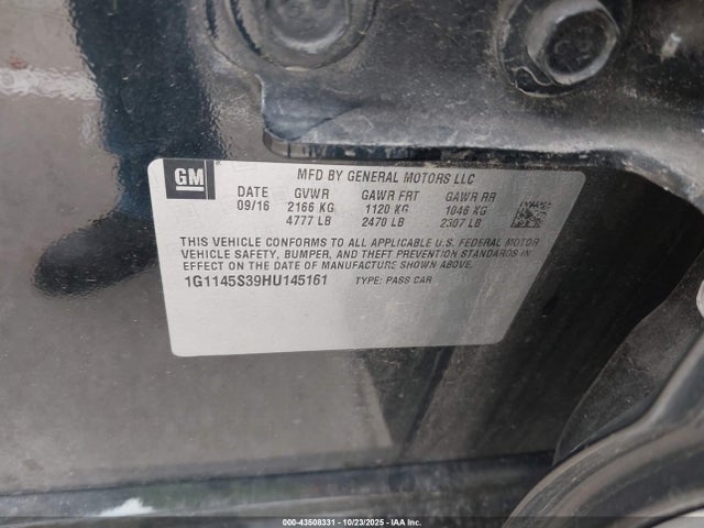 Chevrolet IMPALA 2LZ 2017 1G1145S39HU145161 Image 9