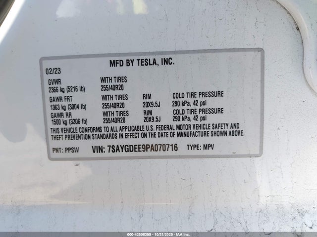 2023 TESLA MODEL Y 7SAYGDEE9PA070716 Photo 8