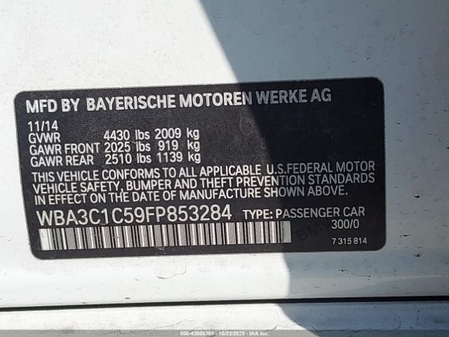 2015 BMW 328I WBA3C1C59FP853284 Photo 8