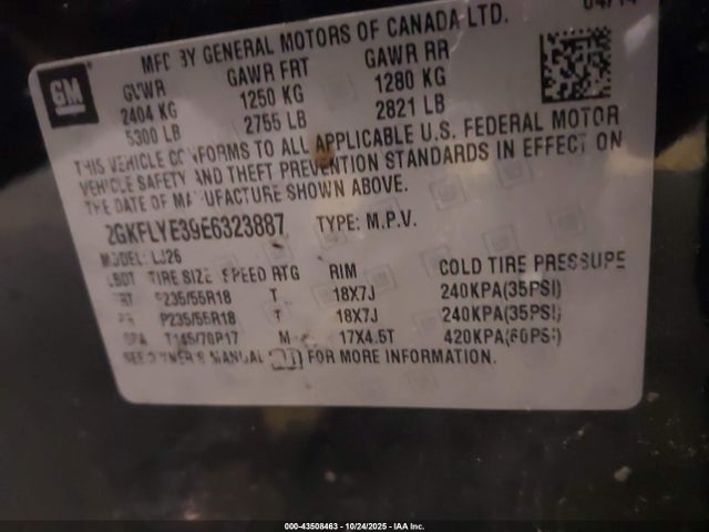2GKFLYE39E6323887 GMC Terrain Slt-2