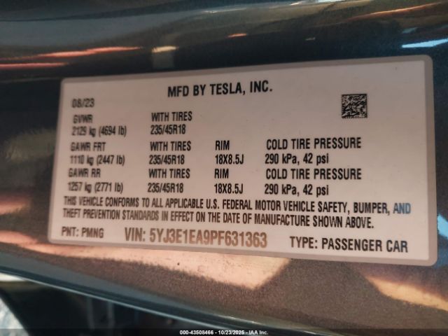 2023 TESLA MODEL 3 5YJ3E1EA9PF631363 Photo 8
