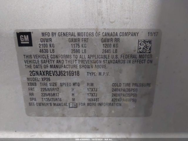 2018 CHEVROLET EQUINOX 2GNAXREV3J6216918 Photo 8