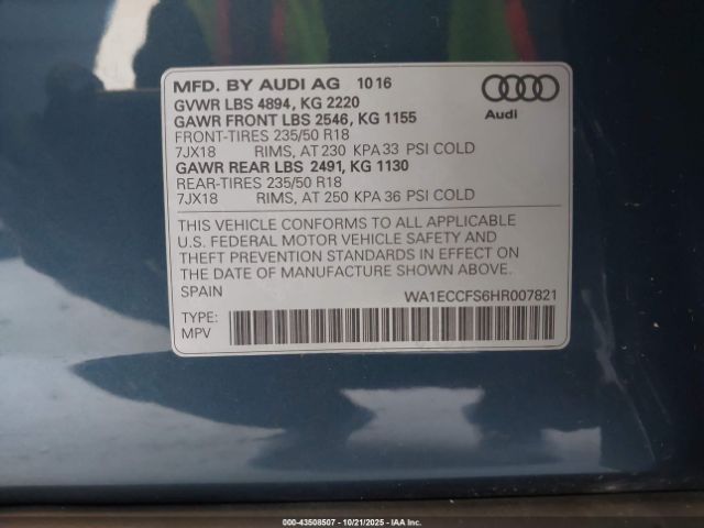 2017 AUDI Q3 WA1ECCFS6HR007821 Photo 8