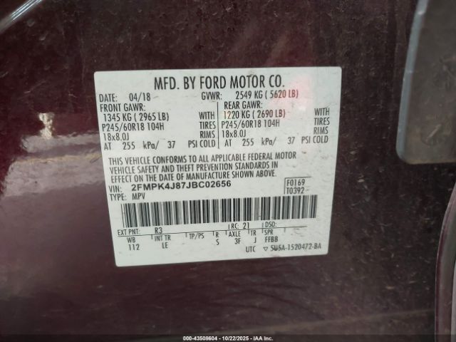 2018 FORD EDGE 2FMPK4J87JBC02656 Photo 8