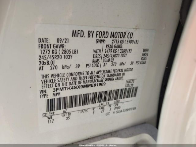 2021 FORD MUSTANG MACH-E 3FMTK4SX9MME01909 Photo 8