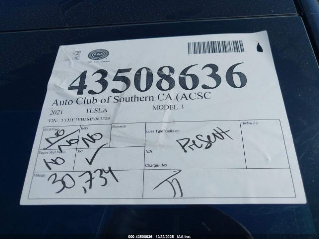 2021 TESLA MODEL 3 5YJ3E1EB3MF063325 Photo 10