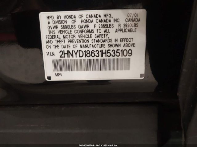 2001 ACURA MDX 2HNYD18631H535109 Photo 8
