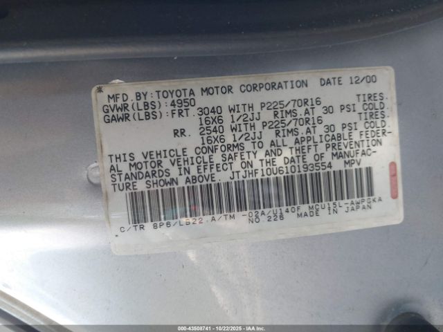 2001 LEXUS RX 300 JTJHF10U610193554 Photo 8