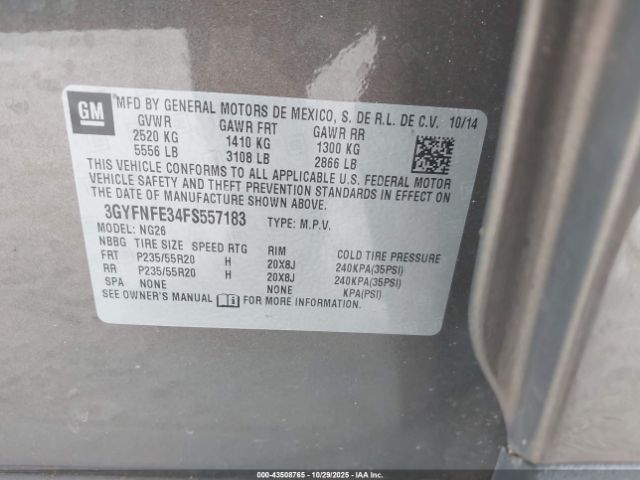 2015 CADILLAC SRX 3GYFNFE34FS557183 Photo 8