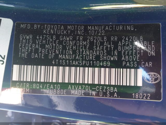 2023 TOYOTA CAMRY 4T1S11AK5PU110469 Photo 8