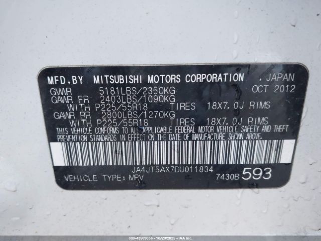 2013 MITSUBISHI OUTLANDER JA4JT5AX7DU011834 Photo 8